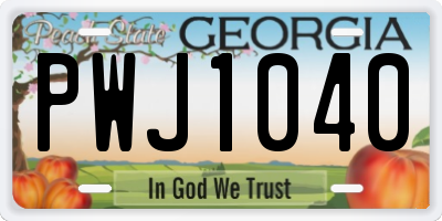GA license plate PWJ1040