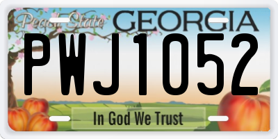 GA license plate PWJ1052