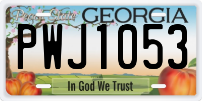 GA license plate PWJ1053