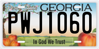 GA license plate PWJ1060