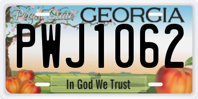 GA license plate PWJ1062