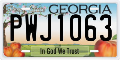 GA license plate PWJ1063