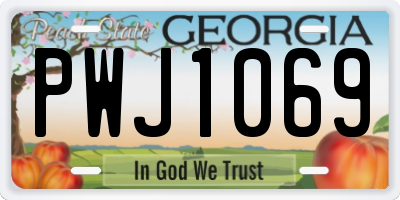 GA license plate PWJ1069