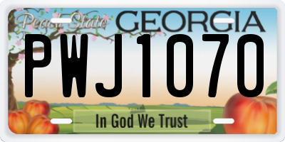 GA license plate PWJ1070