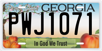 GA license plate PWJ1071