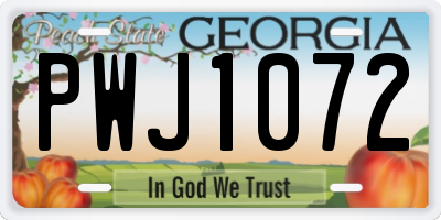GA license plate PWJ1072