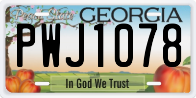 GA license plate PWJ1078