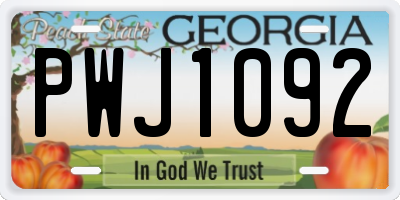 GA license plate PWJ1092