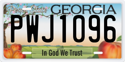 GA license plate PWJ1096