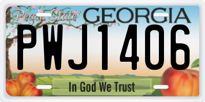 GA license plate PWJ1406