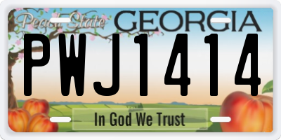 GA license plate PWJ1414