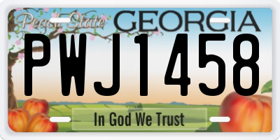 GA license plate PWJ1458