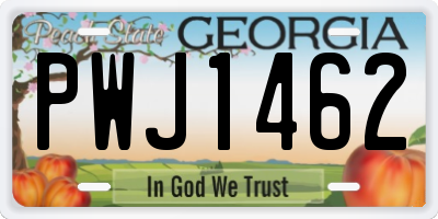 GA license plate PWJ1462