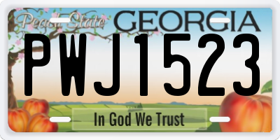 GA license plate PWJ1523