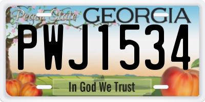 GA license plate PWJ1534