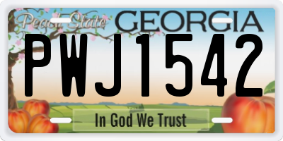 GA license plate PWJ1542