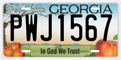 GA license plate PWJ1567