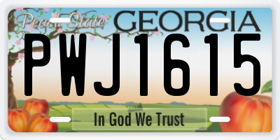 GA license plate PWJ1615