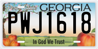 GA license plate PWJ1618