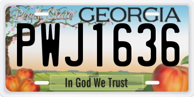 GA license plate PWJ1636