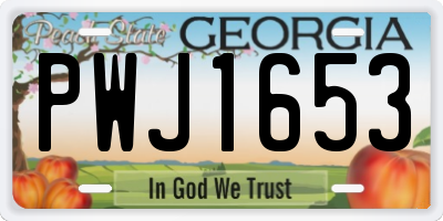 GA license plate PWJ1653