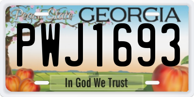 GA license plate PWJ1693