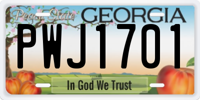 GA license plate PWJ1701