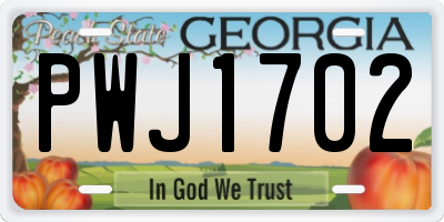 GA license plate PWJ1702