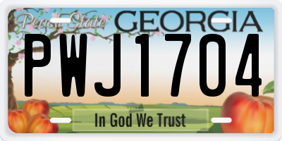 GA license plate PWJ1704