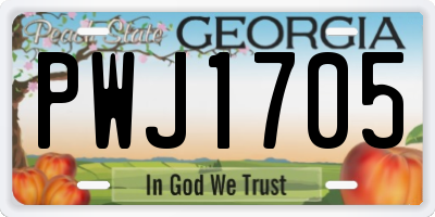 GA license plate PWJ1705
