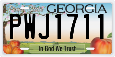 GA license plate PWJ1711
