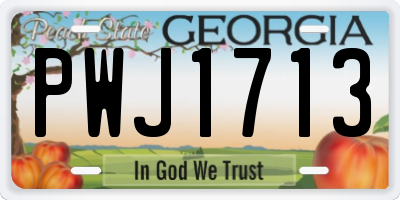 GA license plate PWJ1713