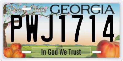 GA license plate PWJ1714