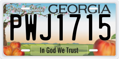 GA license plate PWJ1715