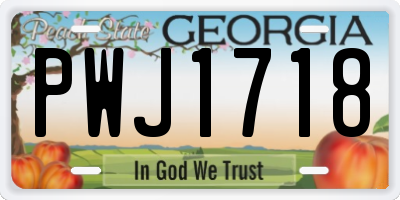 GA license plate PWJ1718