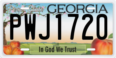 GA license plate PWJ1720