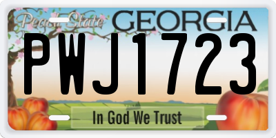 GA license plate PWJ1723