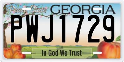 GA license plate PWJ1729