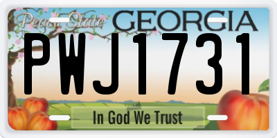 GA license plate PWJ1731
