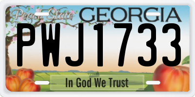 GA license plate PWJ1733