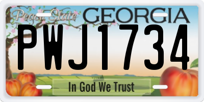 GA license plate PWJ1734