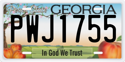 GA license plate PWJ1755