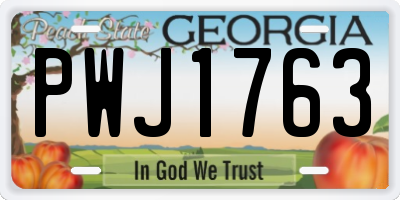 GA license plate PWJ1763