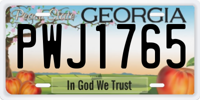 GA license plate PWJ1765