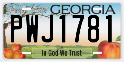 GA license plate PWJ1781