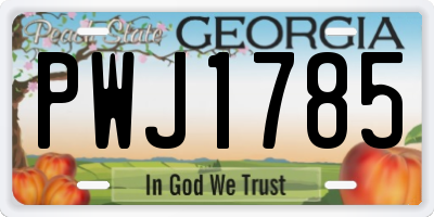 GA license plate PWJ1785