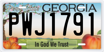 GA license plate PWJ1791