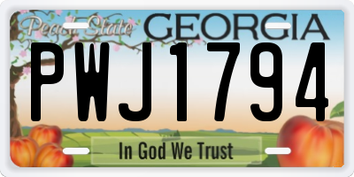 GA license plate PWJ1794