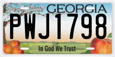 GA license plate PWJ1798