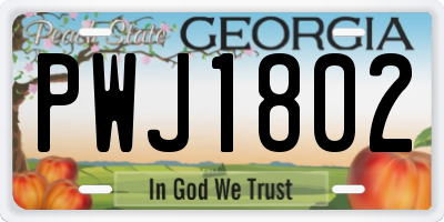 GA license plate PWJ1802